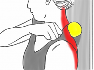 Soft Tissue Therapy - Balling the Trapezius and Scalene Muscles against a Wall