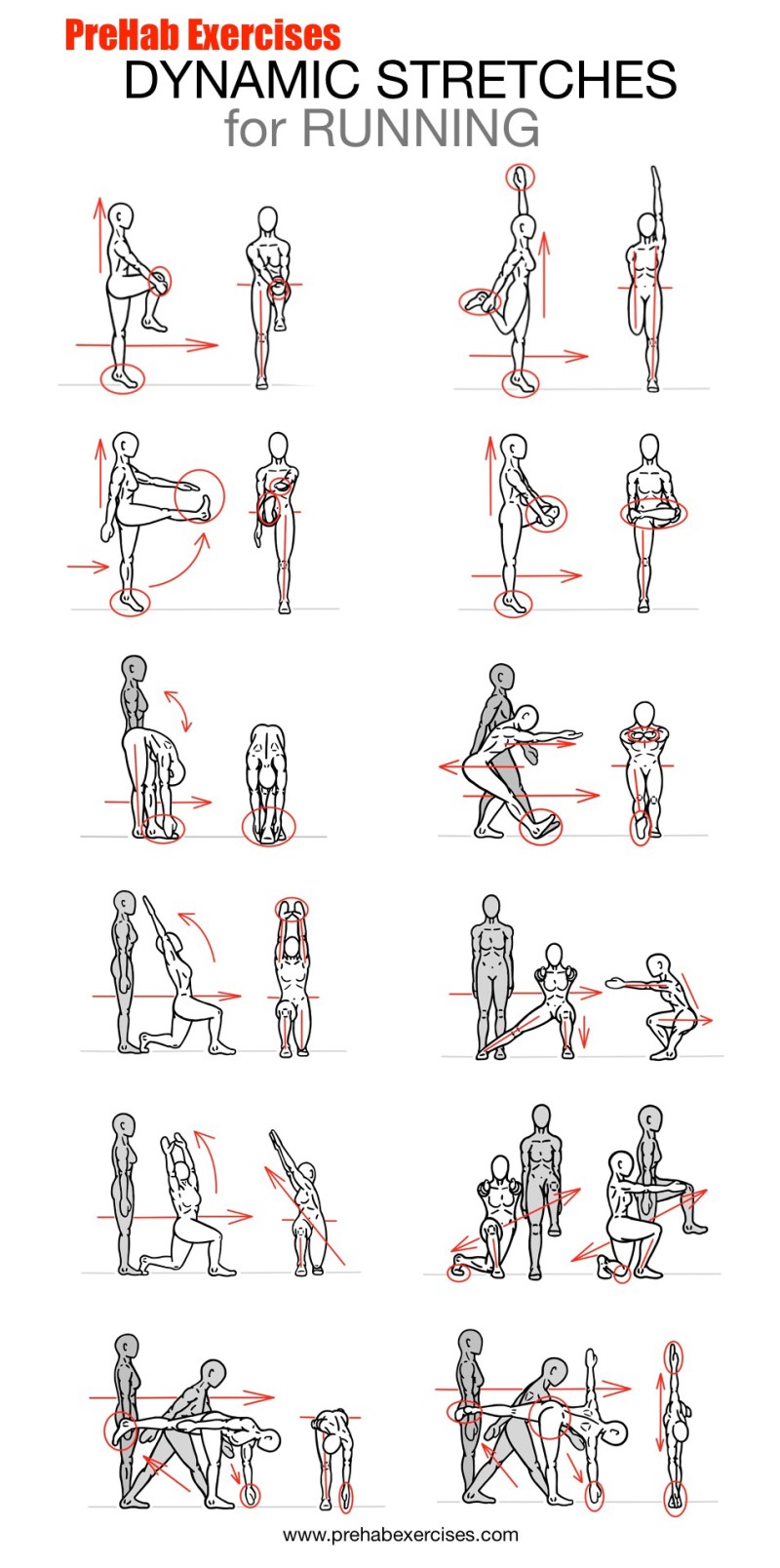 Stretches - Dynamic Stretches for the Running - Prehab Exercises